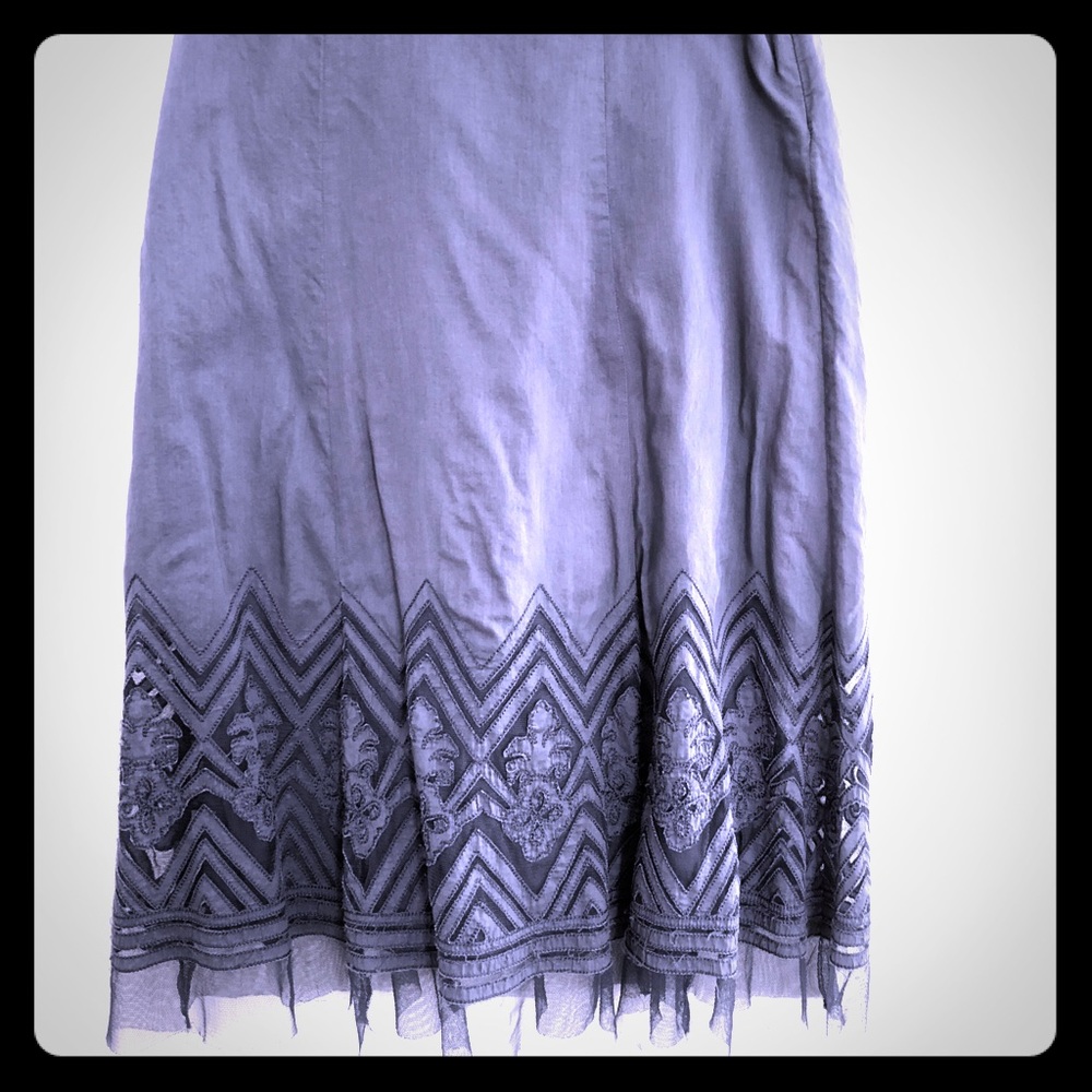 Blue cotton skirt with lace trim